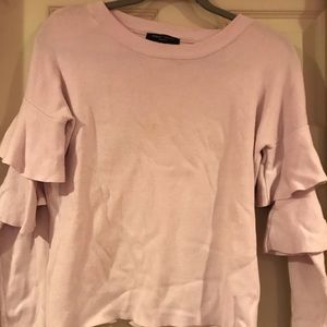 Light pink ruffle sleeve sweater